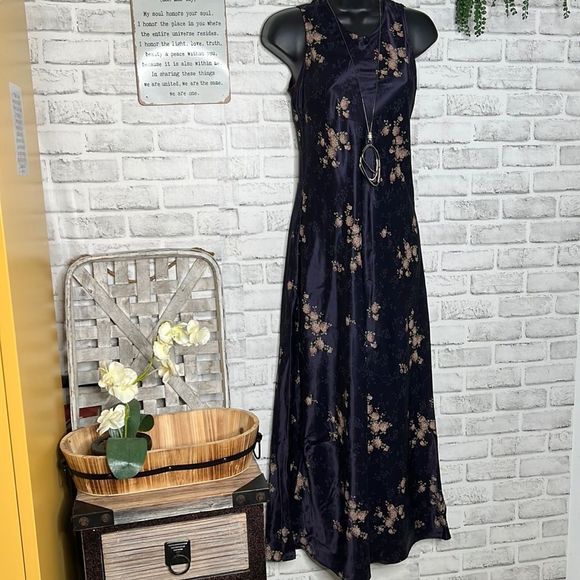 Vintage B Moss Vintage Floral Maxi Dress Size 5/6 Medium Silk Size 6 - Picture 1 of 6